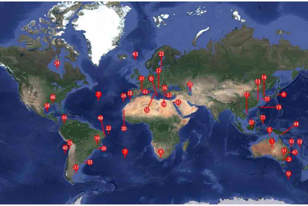 Geographic distributions of Anisakis spp